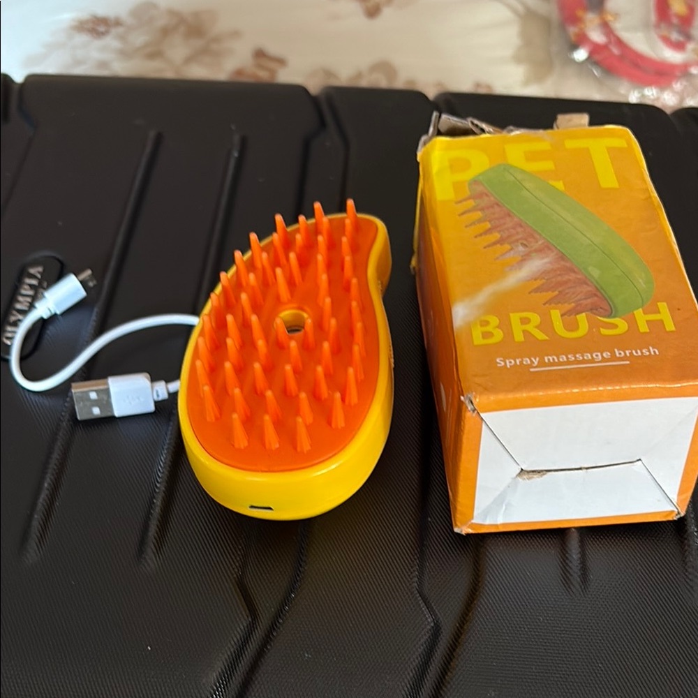Orange and Yellow Pet Massage Brush